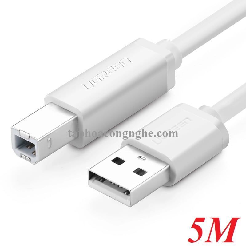 Ugreen 10482 5M màu Trắng Cáp USB 2.0 sang USB B máy in US104 30010482